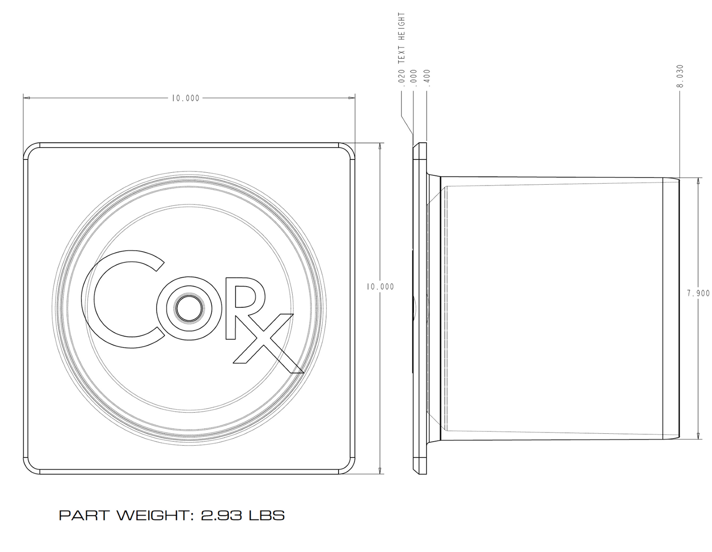 Corx 8" Core Plate Hole Cover